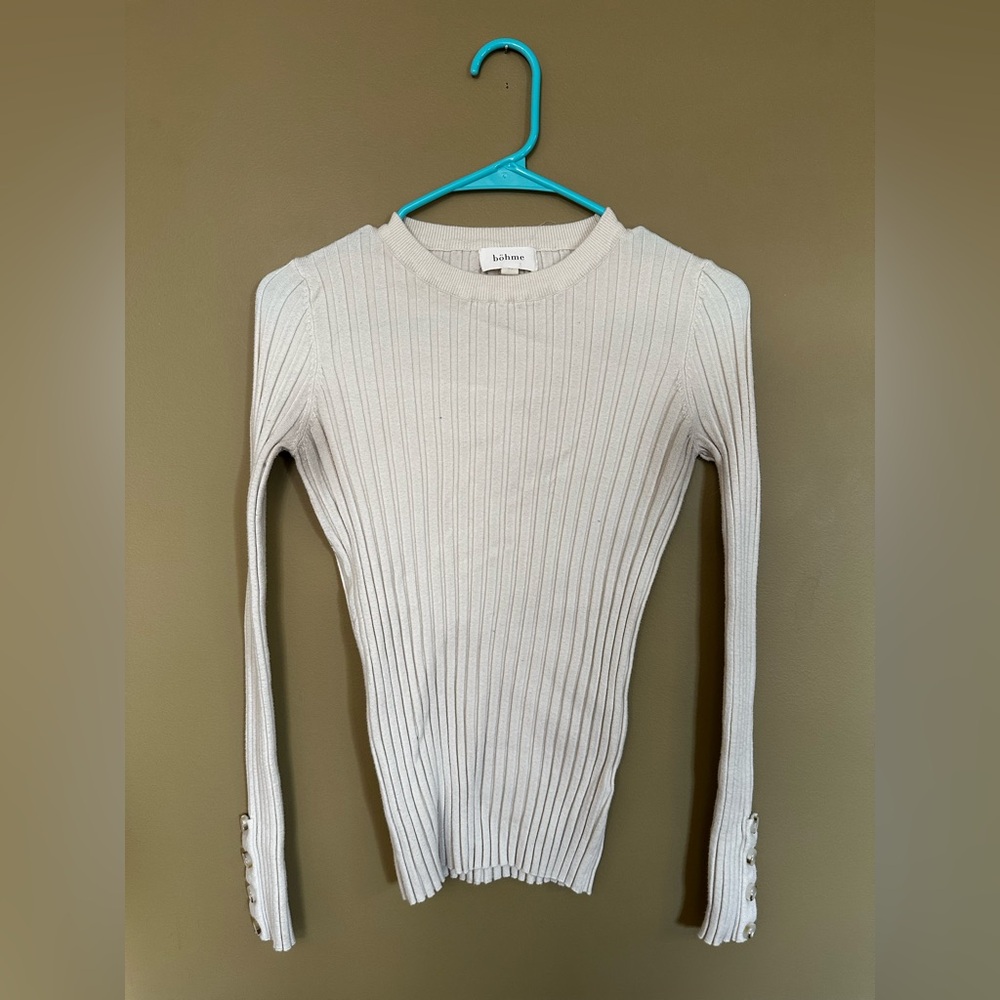 Böhme Cream Knit Long Sleeve Shirt Size Medium